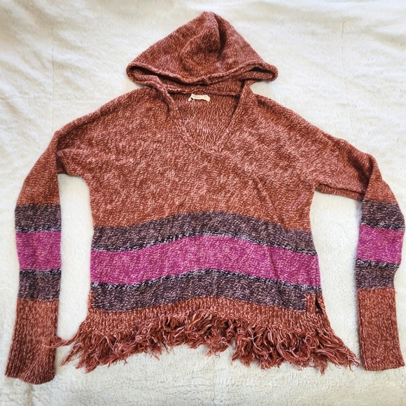 Hollister Knit Fringe Hoodie Sweater xs c - Picture 1 of 9